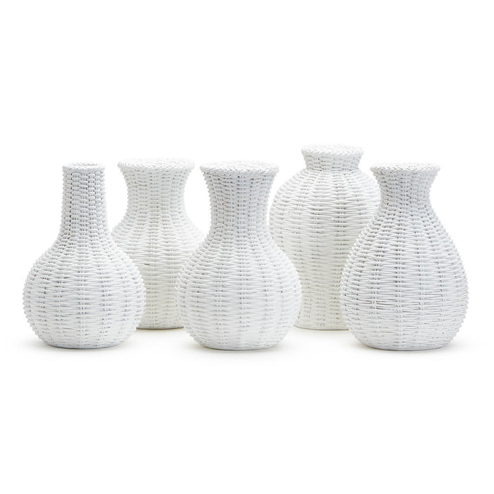 White Basket Weave Pattern Vases