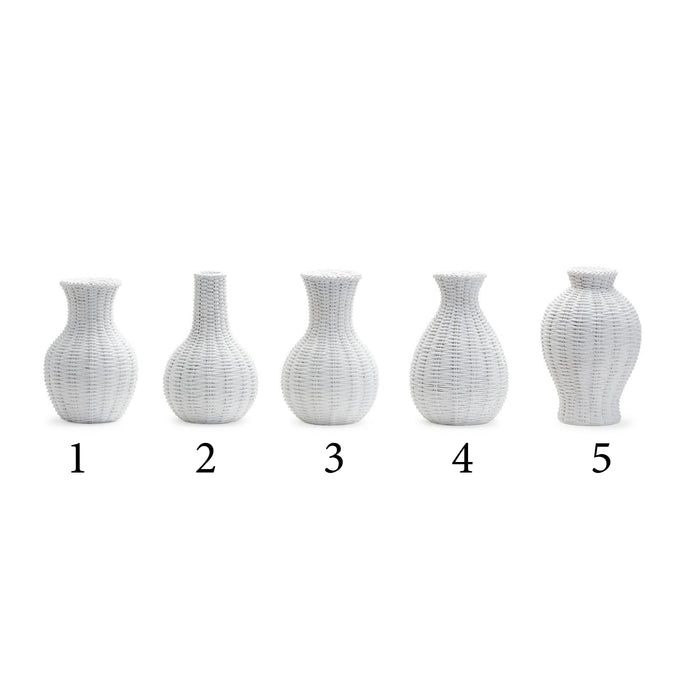White Basket Weave Pattern Vases