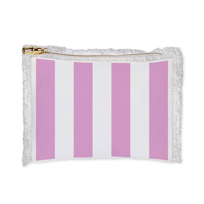 Large Cosmetic Bag - Cabana Stripe Pink/White