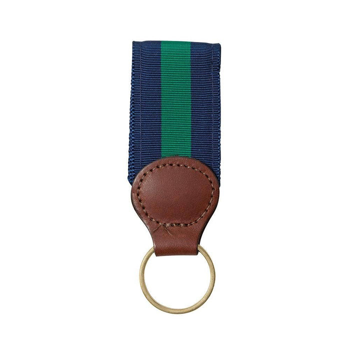 Navy & Green Grosgrain Ribbon Key Fob