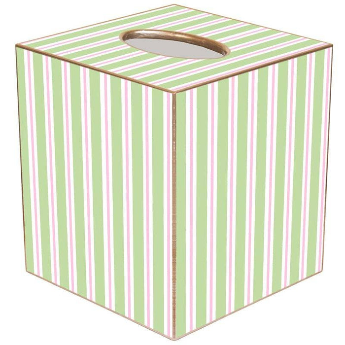 Green & Pink Stripe Tissue Box Cover