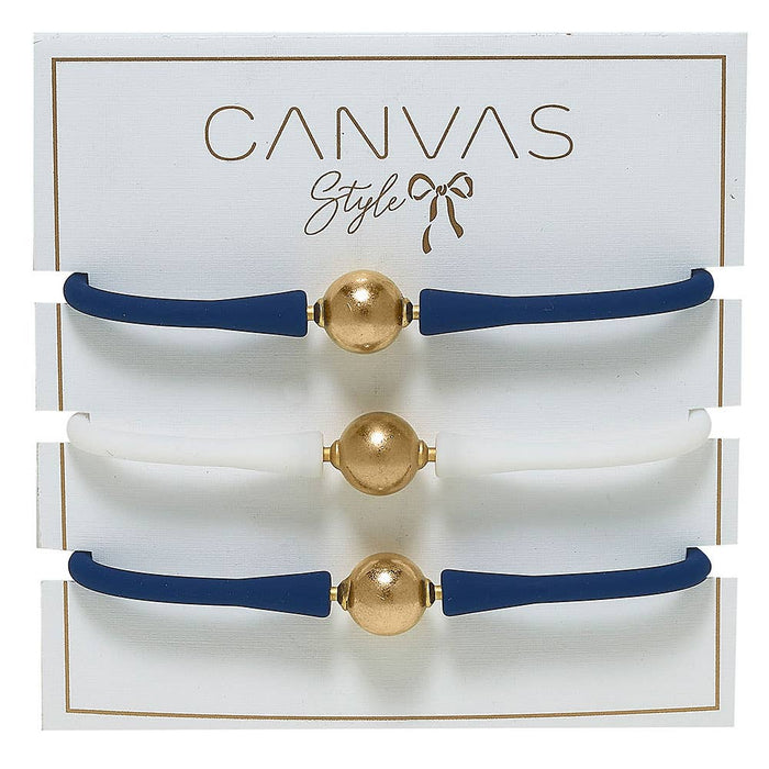 Bali Bracelet Set of 3 in Royal Blue & White