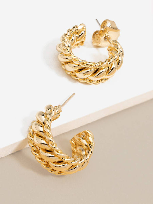 Double Braided Huggie Earring: Gold