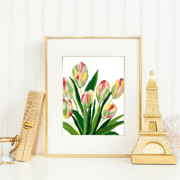 Art Print, Watercolor Tulips