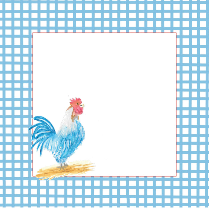 Square Notepad, Blue Chicken