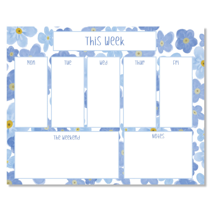 Planner Pad, Blue Flowers