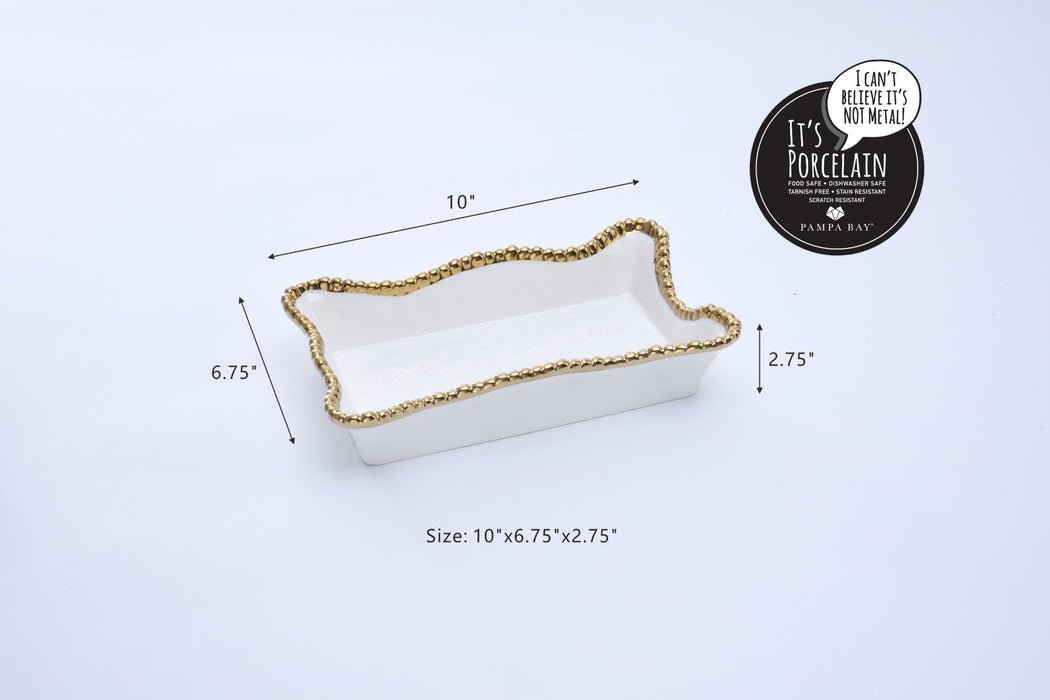 Pampa Bay Dinner Napkin/Guest Towel Holder, White and Gold