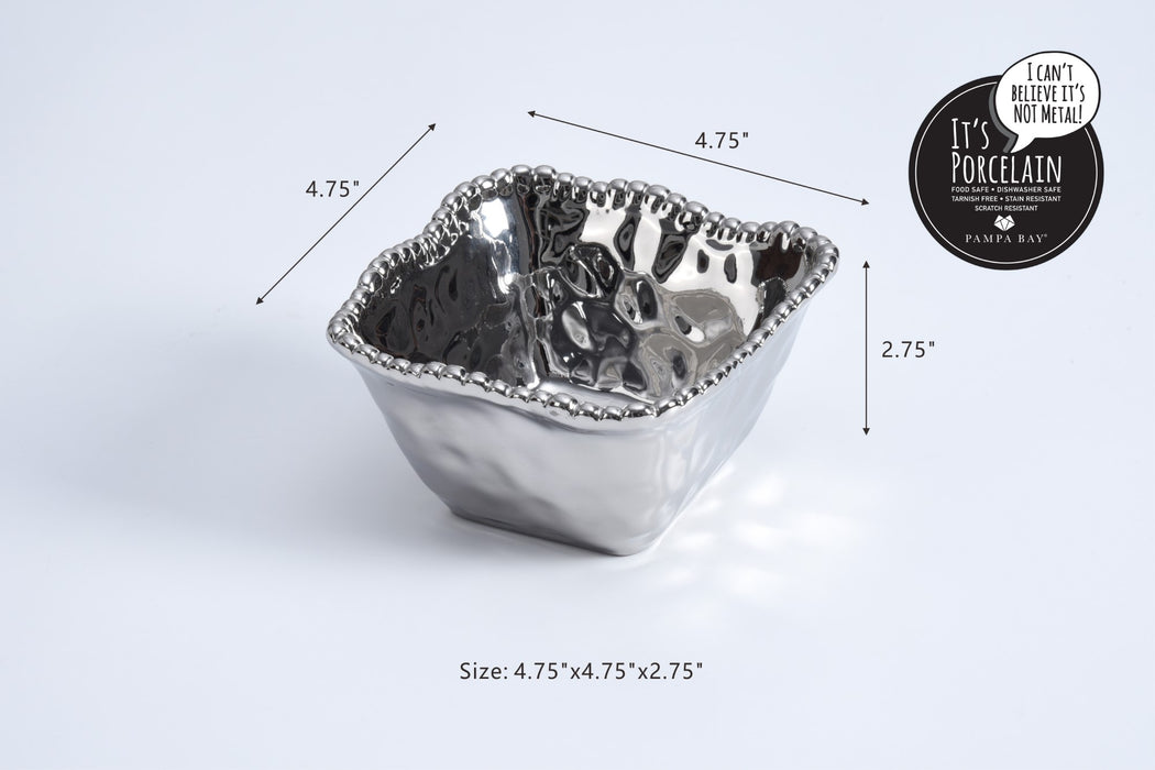 Pampa Bay Square Snack Bowl, Silver