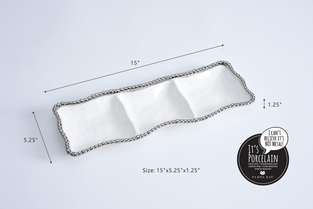 Pampa Bay 3 Section Serving Piece, White