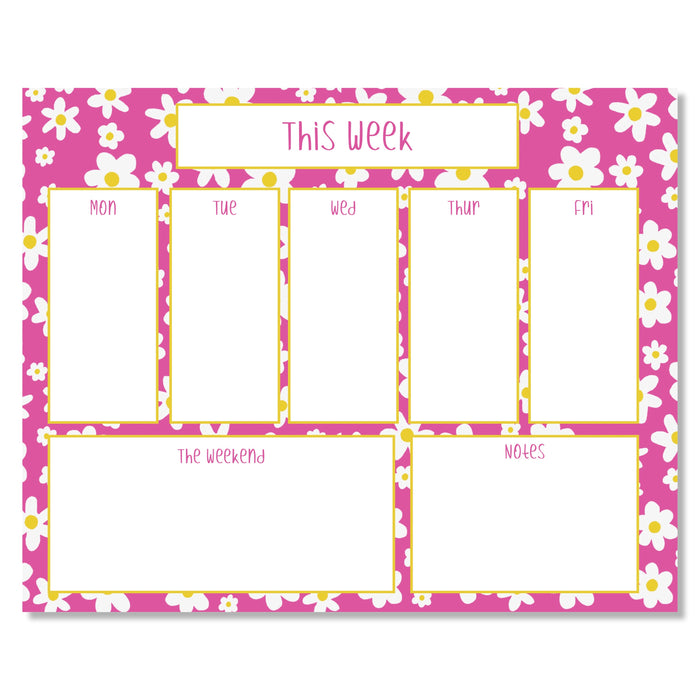 Planner Pad, Daisies on Pink
