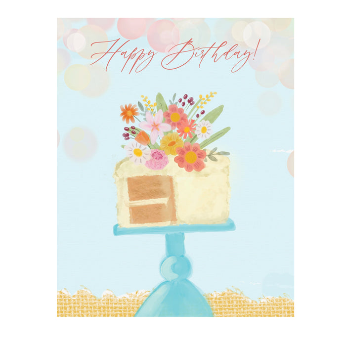 Greeting Card, Floral Birthday Cake
