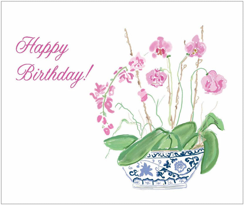 Greeting Card, Chinoiserie Pink Orchids