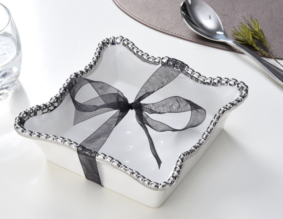 Pampa Bay Cocktail Napkin Holder, White with Silver
