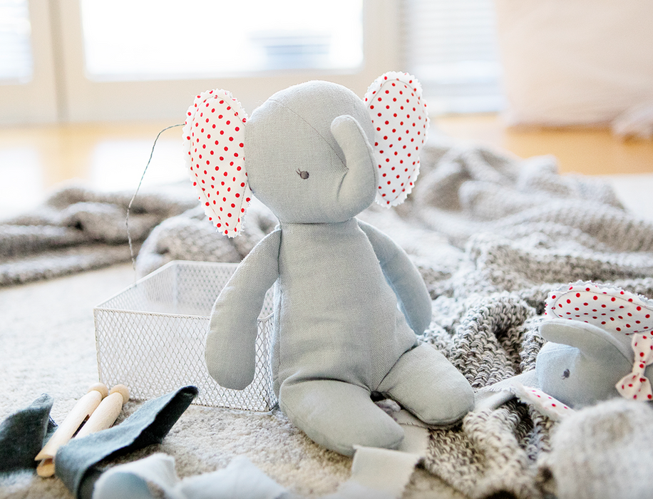 Baby Floppy Elephant, Grey