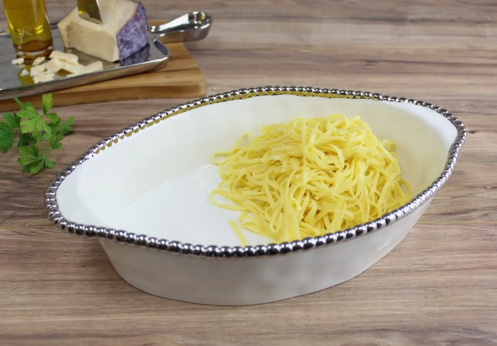Pampa Bay Oval Baking Dish, Silver Trim