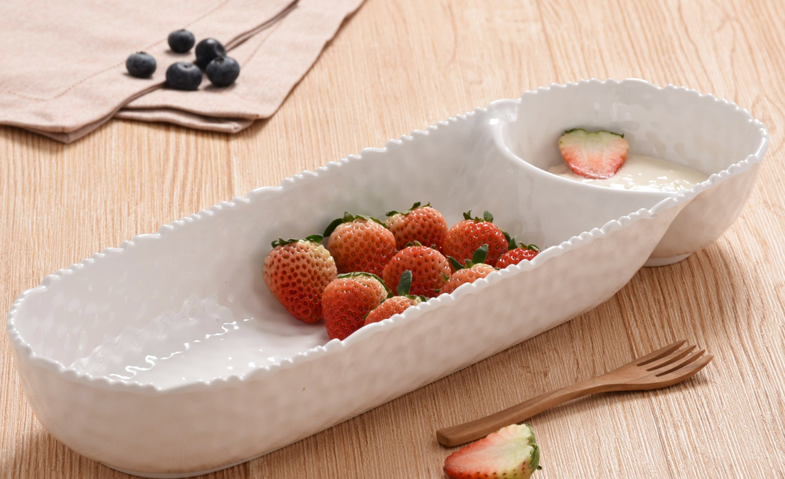Melamine Chip and Dip, White