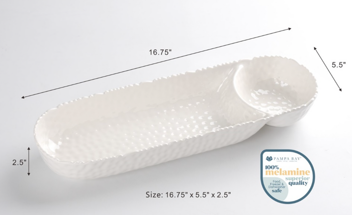 Melamine Chip and Dip, White