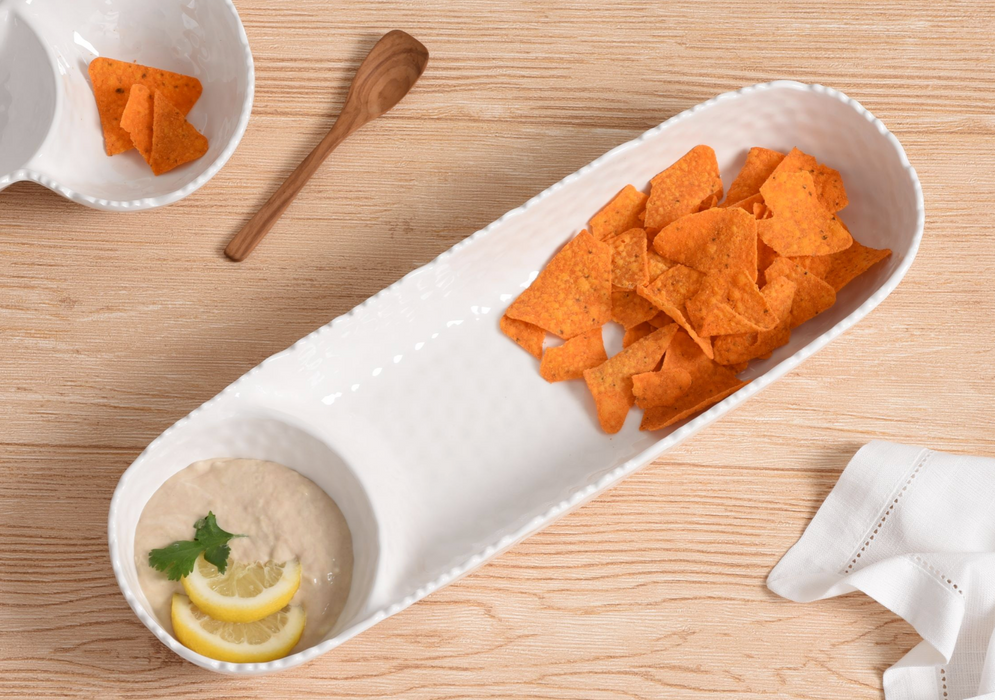 Melamine Chip and Dip, White