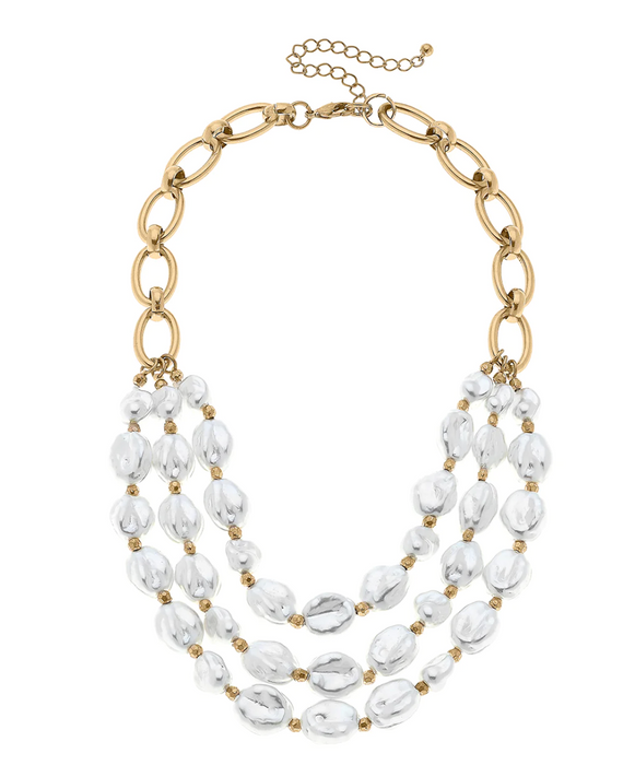Necklace, Layered Baroque Pearl