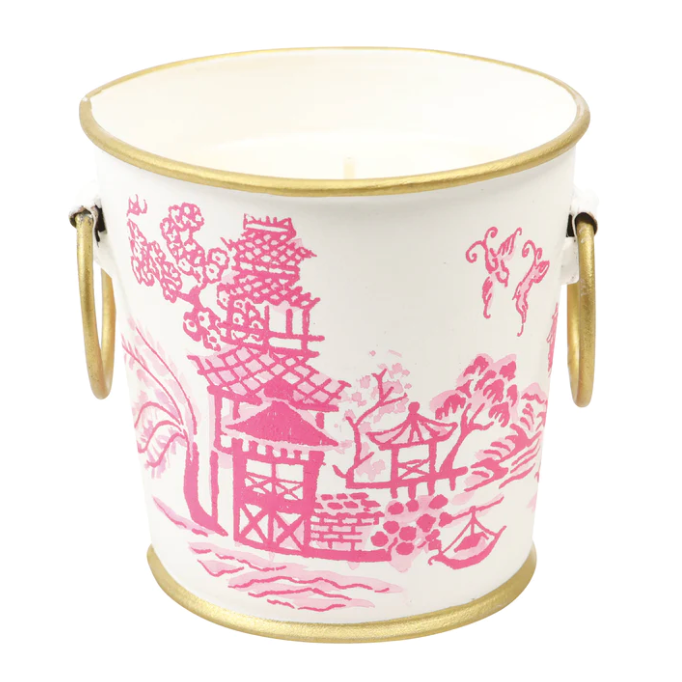 Chinoiserie Painted Candle, Pink