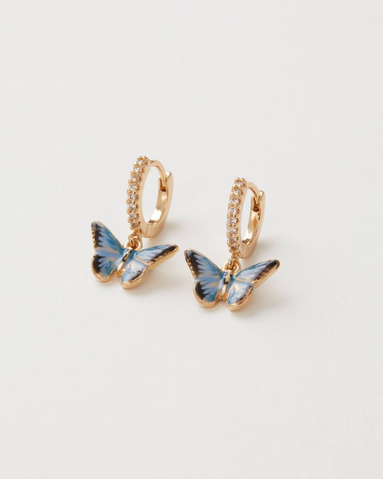 Earrings, Enamel Blue Butterfly