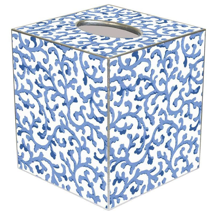 Blue Waverly Scroll Tissue Box Cover