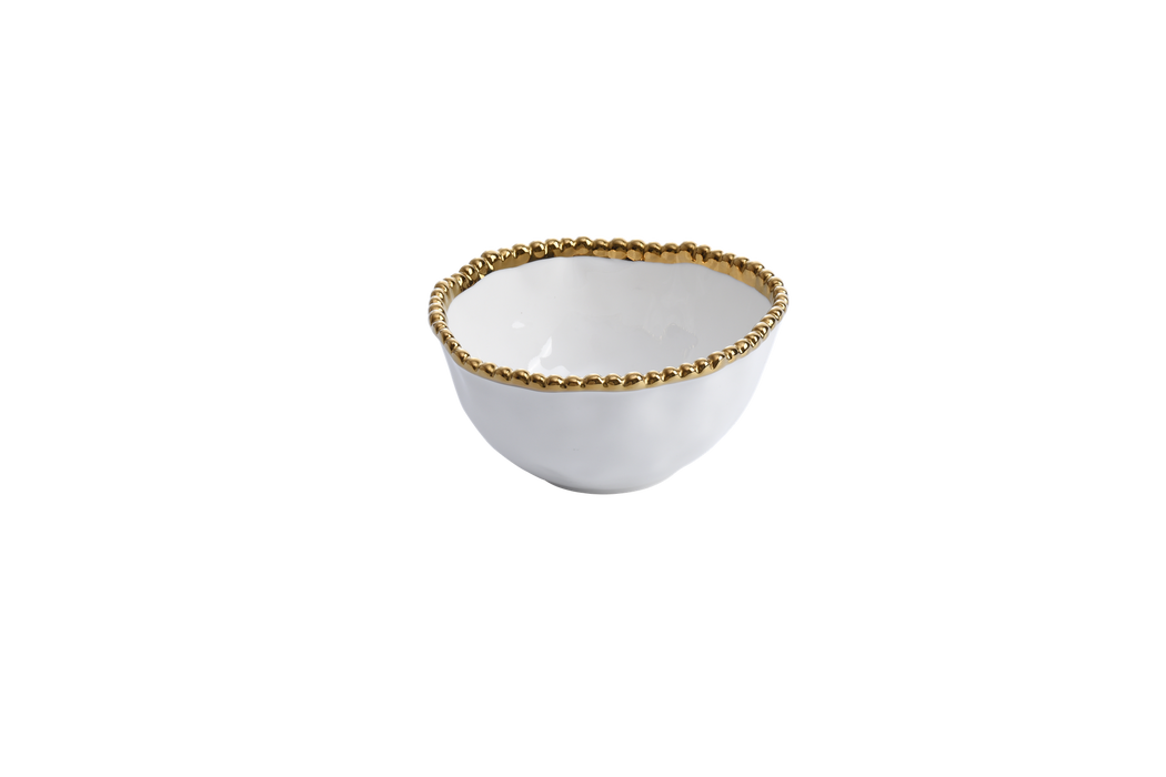Small Bowl, White and Gold