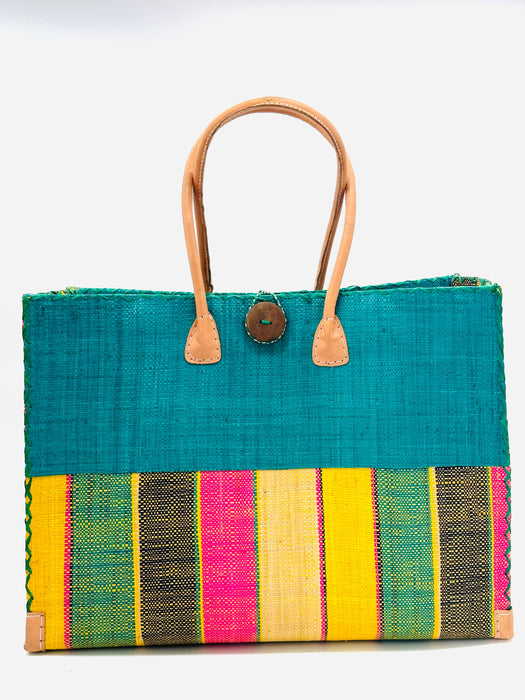 Zafran  Beach Straw Bag with Plastic Liner: Carmalita